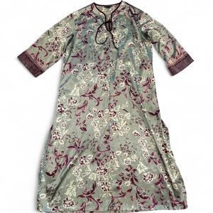 RARE Vintage Halston Heritage Sage and Wine Floral Silky Intimate Night Robe XL
